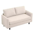 Canapé de causeuse en tissu beige/sarcelle foncé/gris pour 2 personnes
