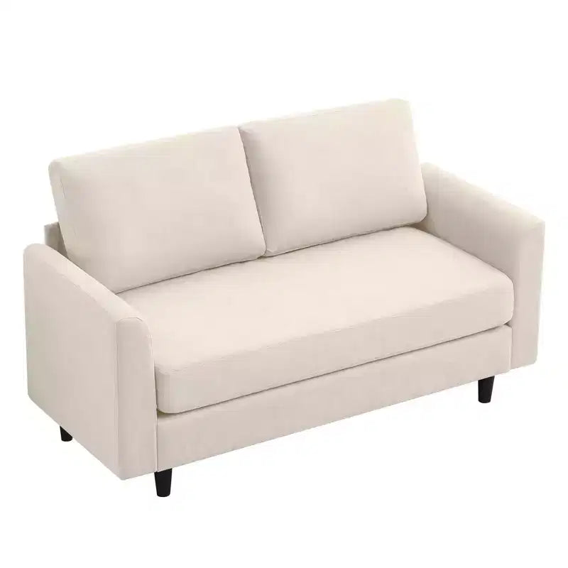 Canapé de causeuse en tissu beige/sarcelle foncé/gris pour 2 personnes