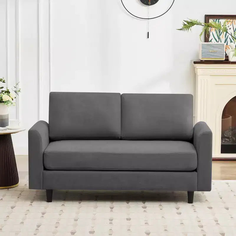 Canapé de causeuse en tissu beige/sarcelle foncé/gris pour 2 personnes