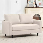 Canapé de causeuse en tissu beige/sarcelle foncé/gris pour 2 personnes
