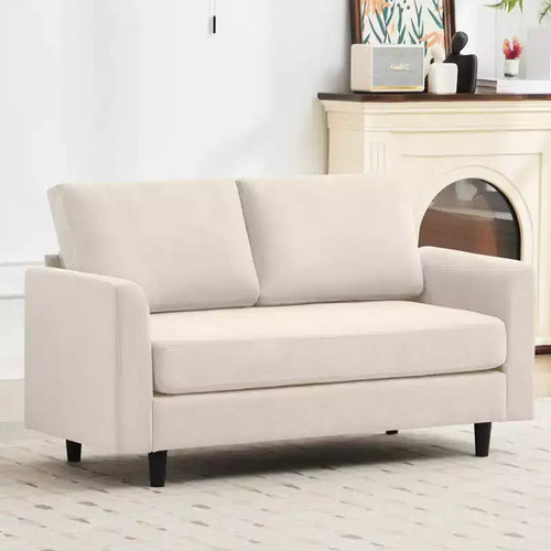 Canapé de causeuse en tissu beige/sarcelle foncé/gris pour 2 personnes