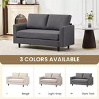 Canapé de causeuse en tissu beige/sarcelle foncé/gris pour 2 personnes
