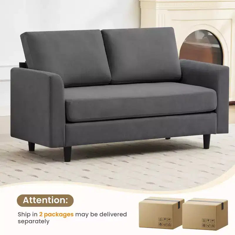 Canapé de causeuse en tissu beige/sarcelle foncé/gris pour 2 personnes