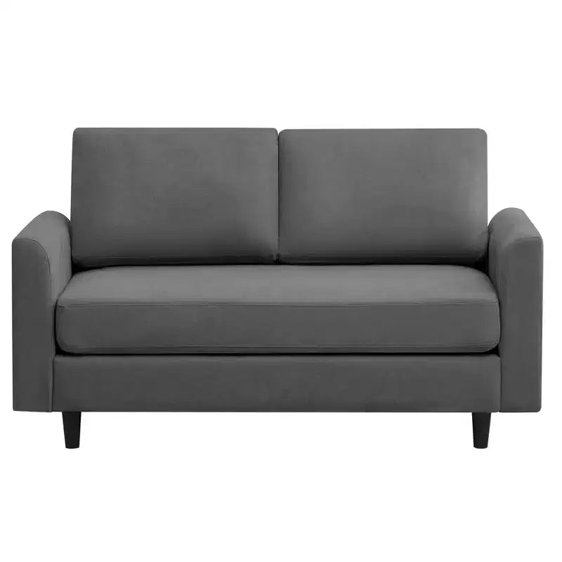 Canapé de causeuse en tissu beige/sarcelle foncé/gris pour 2 personnes