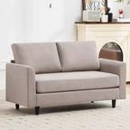 Canapé de causeuse en tissu beige/sarcelle foncé/gris pour 2 personnes