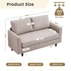Canapé de causeuse en tissu beige/sarcelle foncé/gris pour 2 personnes