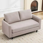 Canapé de causeuse en tissu beige/sarcelle foncé/gris pour 2 personnes