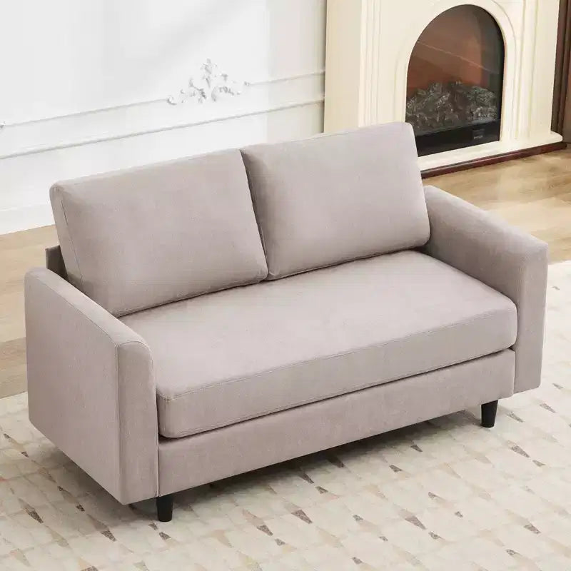 Canapé de causeuse en tissu beige/sarcelle foncé/gris pour 2 personnes