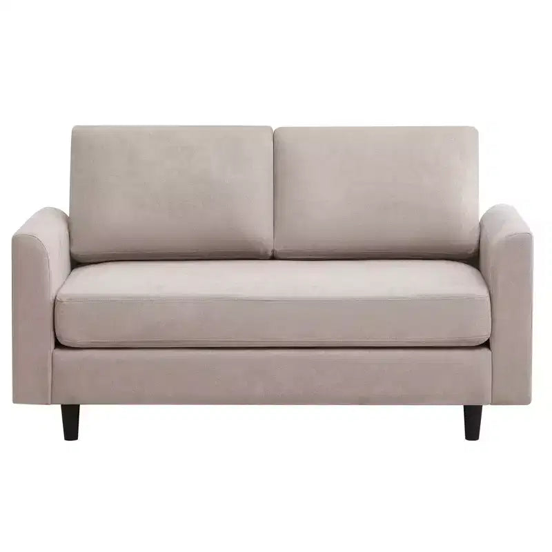 Canapé de causeuse en tissu beige/sarcelle foncé/gris pour 2 personnes
