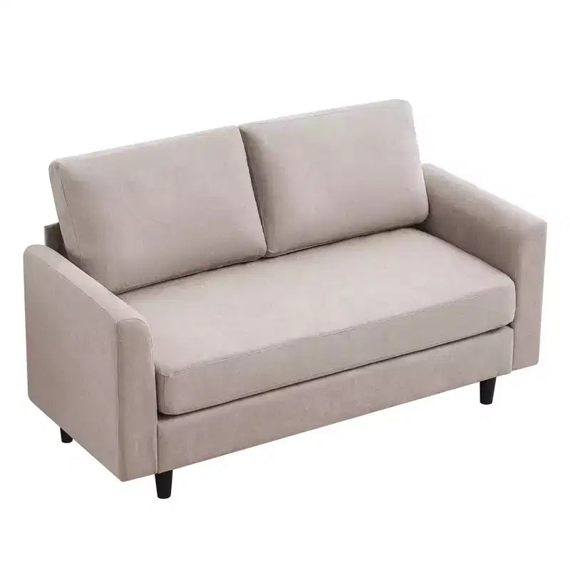 Canapé de causeuse en tissu beige/sarcelle foncé/gris pour 2 personnes