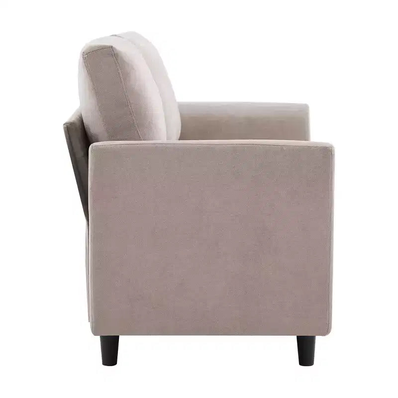 Canapé de causeuse en tissu beige/sarcelle foncé/gris pour 2 personnes