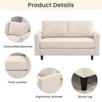 Canapé de causeuse en tissu beige/sarcelle foncé/gris pour 2 personnes