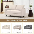 Canapé de causeuse en tissu beige/sarcelle foncé/gris pour 2 personnes