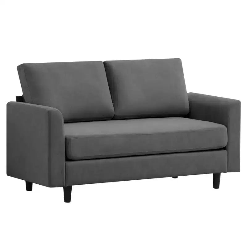 Canapé de causeuse en tissu beige/sarcelle foncé/gris pour 2 personnes