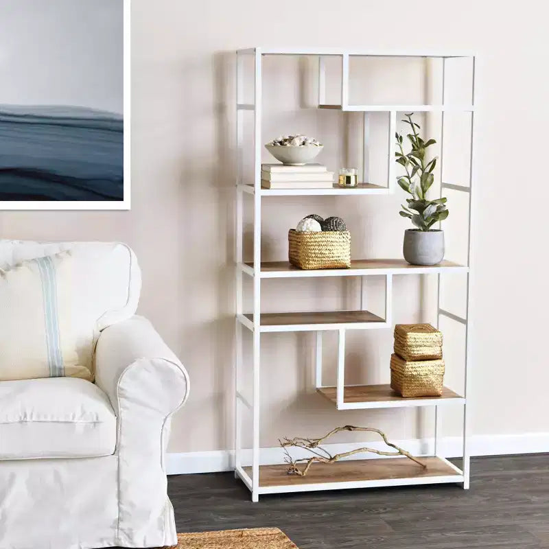 Étagère ouverte à 6 niveaux en frêne/chêne côtier/noyer pour 1 personne