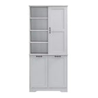 Meuble de Rangement de Salle de Bain Noir/Gris/Chêne/Blanc avec Panier à Linge Inclinable et Étagères Ouvertes pour 1