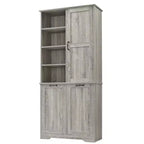 Meuble de Rangement de Salle de Bain Noir/Gris/Chêne/Blanc avec Panier à Linge Inclinable et Étagères Ouvertes pour 1