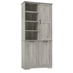 Meuble de Rangement de Salle de Bain Noir/Gris/Chêne/Blanc avec Panier à Linge Inclinable et Étagères Ouvertes pour 1