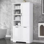Meuble de Rangement de Salle de Bain Noir/Gris/Chêne/Blanc avec Panier à Linge Inclinable et Étagères Ouvertes pour 1