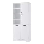 Meuble de Rangement de Salle de Bain Noir/Gris/Chêne/Blanc avec Panier à Linge Inclinable et Étagères Ouvertes pour 1