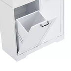 Meuble de Rangement de Salle de Bain Noir/Gris/Chêne/Blanc avec Panier à Linge Inclinable et Étagères Ouvertes pour 1