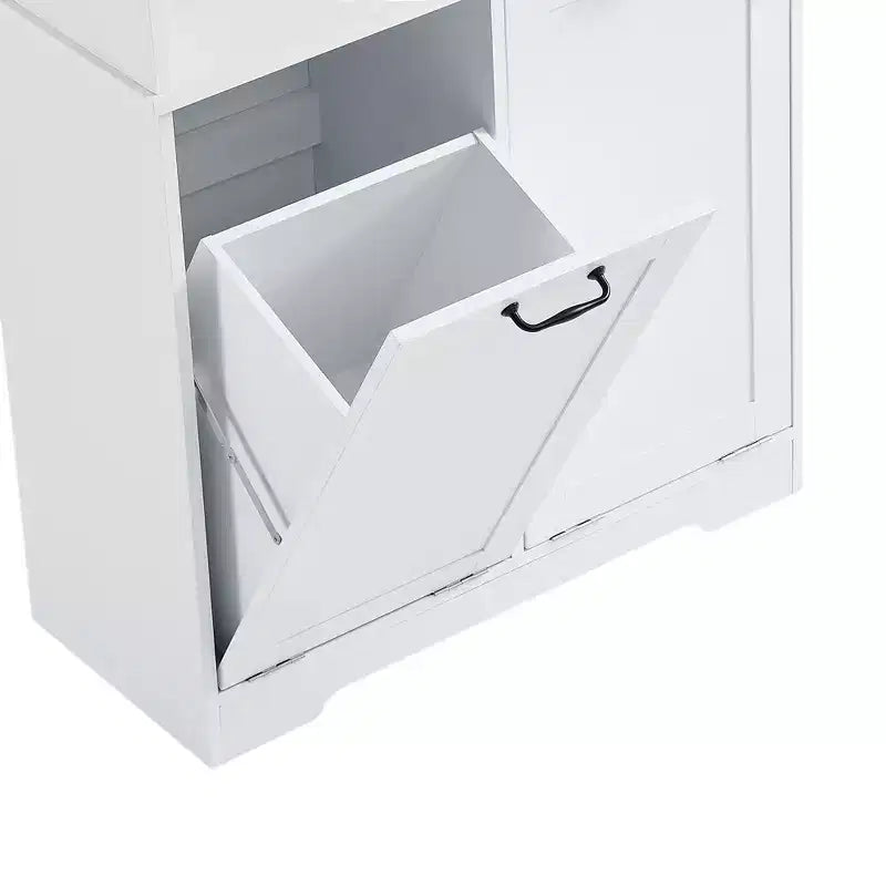 Meuble de Rangement de Salle de Bain Noir/Gris/Chêne/Blanc avec Panier à Linge Inclinable et Étagères Ouvertes pour 1