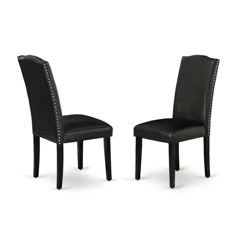 Chaise de salle à manger Parson en cuir noir/chêne pour 1 (Lot de 2)