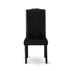 Chaise de salle à manger Parson en cuir noir/chêne pour 1 (Lot de 2)