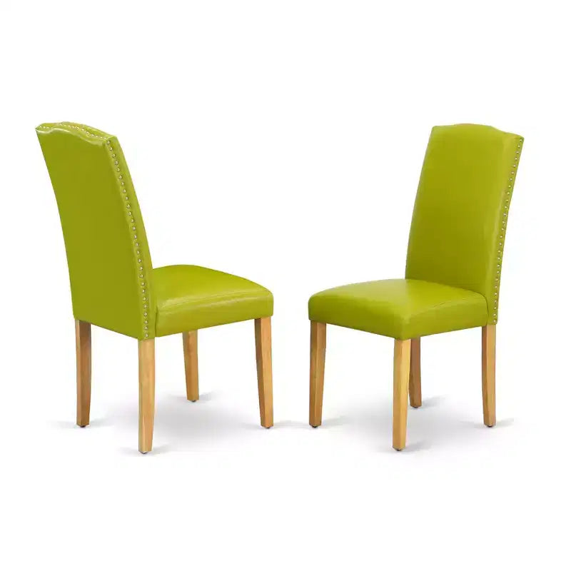 Chaise de salle à manger Parson en cuir noir/chêne pour 1 (Lot de 2)