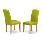 Chaise de salle à manger Parson en cuir noir/chêne pour 1 (Lot de 2)