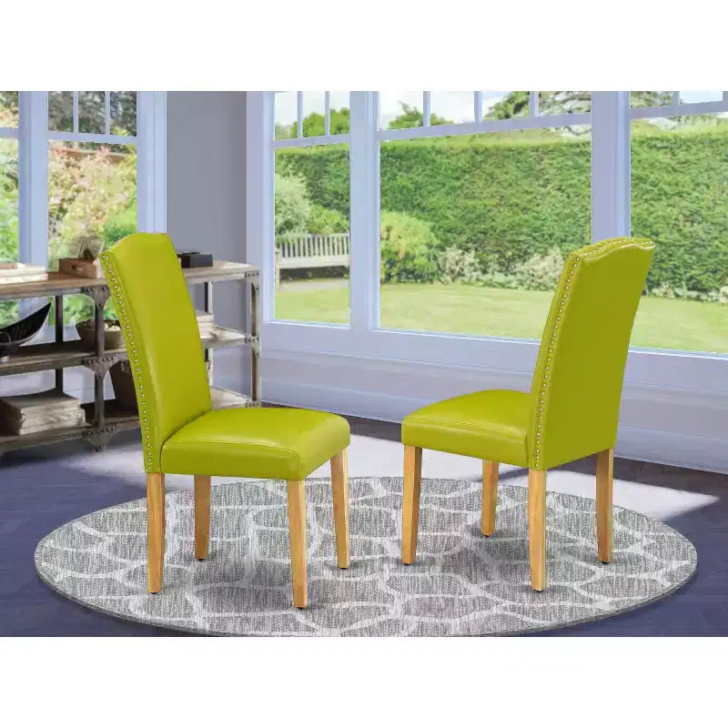 Chaise de salle à manger Parson en cuir noir/chêne pour 1 (Lot de 2)