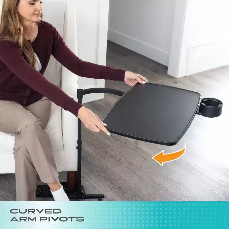 Tablette/Bureau pivotant noir réglable avec porte-gobelet pour 1