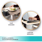 Tablette/Bureau pivotant noir réglable avec porte-gobelet pour 1