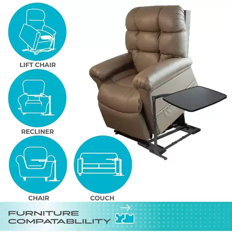 Tablette/Bureau pivotant noir réglable avec porte-gobelet pour 1
