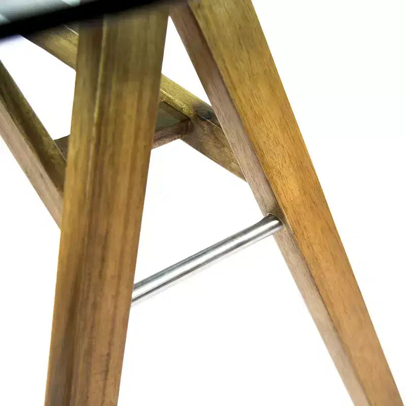 Bureau naturel et vert en bois d'acacia du milieu du siècle avec plateau en verre trempé pour 1 personne