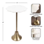Table d'appoint ronde en marbre festonné et métal noir/doré/argenté pour 1