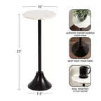 Table d'appoint ronde en marbre festonné et métal noir/doré/argenté pour 1