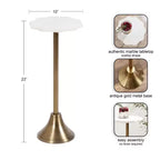 Table d'appoint ronde en marbre festonné et métal noir/doré/argenté pour 1