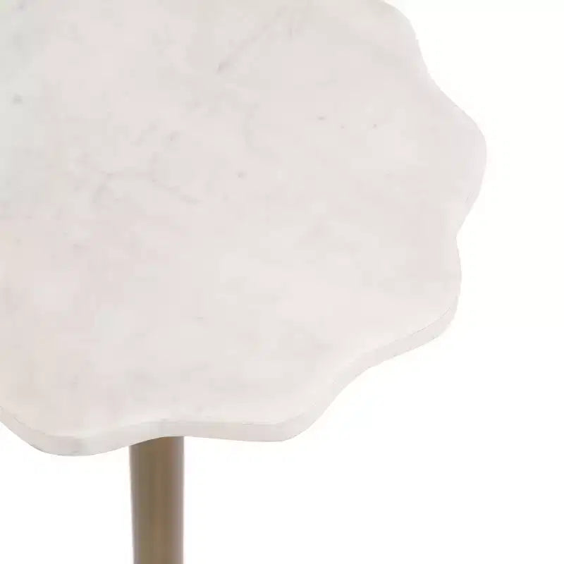 Table d'appoint ronde en marbre festonné et métal noir/doré/argenté pour 1