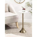 Table d'appoint ronde en marbre festonné et métal noir/doré/argenté pour 1