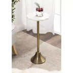 Table d'appoint ronde en marbre festonné et métal noir/doré/argenté pour 1