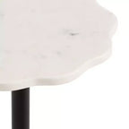 Table d'appoint ronde en marbre festonné et métal noir/doré/argenté pour 1