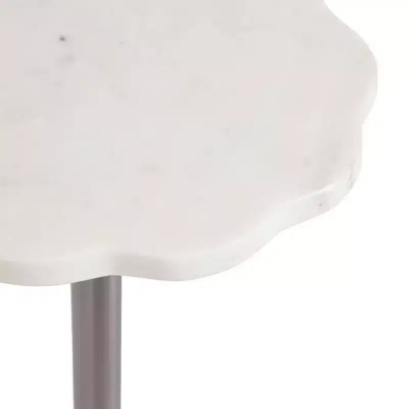 Table d'appoint ronde en marbre festonné et métal noir/doré/argenté pour 1
