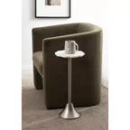 Table d'appoint ronde en marbre festonné et métal noir/doré/argenté pour 1