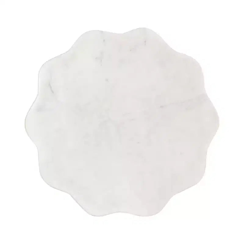 Table d'appoint ronde en marbre festonné et métal noir/doré/argenté pour 1