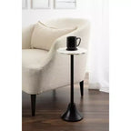 Table d'appoint ronde en marbre festonné et métal noir/doré/argenté pour 1