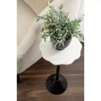 Table d'appoint ronde en marbre festonné et métal noir/doré/argenté pour 1