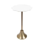 Table d'appoint ronde en marbre festonné et métal noir/doré/argenté pour 1