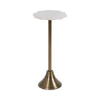 Table d'appoint ronde en marbre festonné et métal noir/doré/argenté pour 1