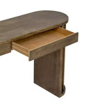 Console en chêne naturel avec 2 tiroirs et pieds en éventail pour 1 personne